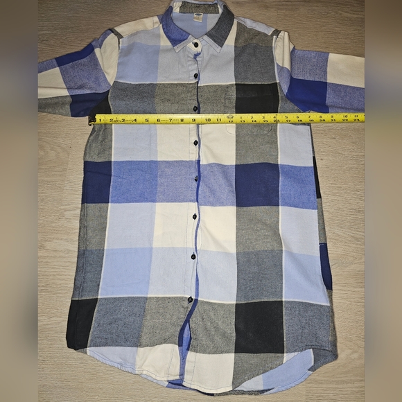 Old Navy Womens Size Large Blue White Checks Boyfriend Style Pajama Night Shirt - Picture 7 of 7